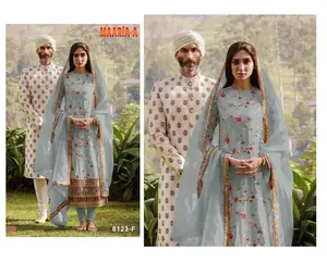 Magnificent Georgette Suit Set Malti Thread Embroidery Work With Real Mirror,Heavy Nazneen Embroidery Work Dupatta Royal Export