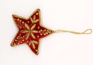 Adorno de árbol de Navidad con forma de Papá Noel de alta calidad, accesorio decorativo étnico hecho a mano en rojo Premium a precio Premium - Product Image 5