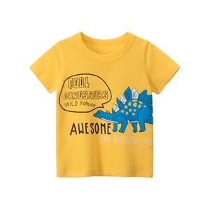 Vente chaude été Style enfants garçon fille multicolore tricoté 100% coton dessin animé imprimé à manches courtes col rond T-Shirts OEM - Product Image 3