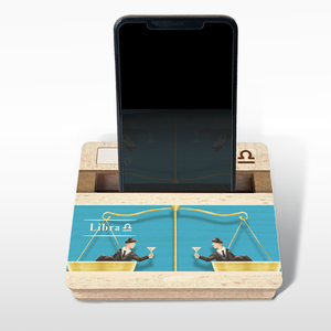 Support de charge pour téléphone portable avec diffuseur de parfum bois, haut-parleur et support pour téléphone portable, signe astrologique Libra - Product Image 1