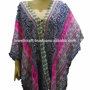 Chiffon Boho Poncho <b>Top</b> With Geometric Print Loose <b>Asymmetrical</b> <b>Hem</b> Daily Wear All Seasons - Product Image 5