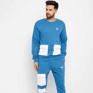 Huzaifa Products Chándal de algodón puro azul cielo y blanco de gran tamaño para hombre Diseño propio con la comodidad de la temporada de invierno en mente - Product Image 1