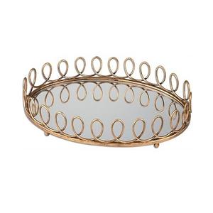 Plateau de nourriture en métal et miroir de la plus grande qualité Plateau de service aux dates de dessert de forme ronde de conception la plus récente pour un usage domestique - Product Image 2