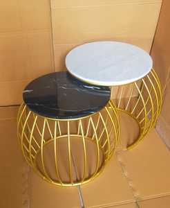 Mesas redondas de mármol de diseño moderno, Juego de 2 piezas para el hogar, la Oficina y el bar, artesanías decorativas de Metal para la decoración del hogar y la Oficina - Product Image 3