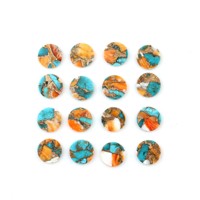 Qualité Supérieure Naturelle Kingman Multi-couleur Turquoise Cuivrée d'huître épineuse 12mm Coupe Lisse Polissage Haute Brillance Forme Pièce de Monnaie Non Certifiée en Vrac