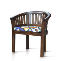 Sillón Banana de Madera de Teca Sólida Color Marrón Oscuro, Muebles de Jardín para Exteriores de Indonesia con Cojín