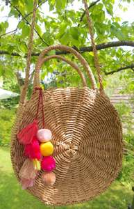 Nordique Vintage grand jonc de mer paille plage embrayage tissé à la main écologique moraillon fermeture broderie décoration gland poignée - Product Image 6