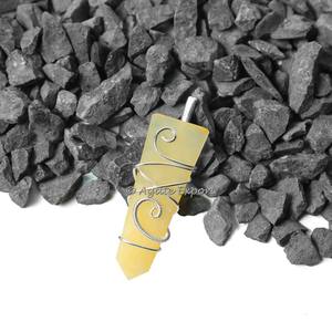 Lápiz plano de Aventurina amarilla, colgante curativo de envoltura de alambre - Product Image 1