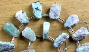 ลูกปัดอัญมณีลาริมาร์สีน้ำเงิน21ชิ้นรูปทรงไม่สม่ำเสมอตามธรรมชาติพร้อมสว่านเจาะด้านบนหยาบสำหรับการทำเครื่องประดับ - Product Image 2