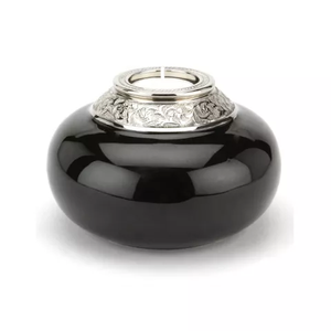 Urnas de cremación para mascotas de esmalte negro hermoso de estilo europeo, recuerdo de cenizas funerarias de latón/aluminio para uso de almacenamiento - Product Image 6