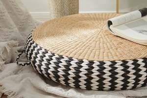 Wholesale Woven Ecofriendly Water Hyacinth Stool Cushion for Decoration Vietnam Braided <b>Pouf</b> Handwoven Seagrass Seat Ottoman - Product Image 6