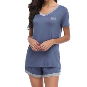 Ensemble 2 pièces vierge décontracté Ensemble short d'été 100% en coton pour femmes Ensemble 2 pièces pour femmes sur mesure - Product Image 1