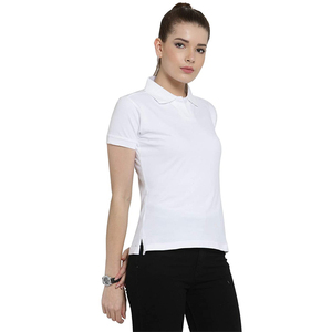 Vente en gros de polos pour femmes 100% coton chemise à col en piqué pour femmes couleur unie logo personnalisé polo crop tops pour femmes - Product Image 4