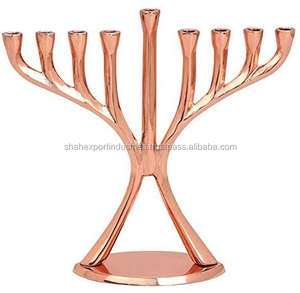 Candelabro de fundición a presión de metal plateado brillante Hanukkah Menorah, candelabro que no se deslustra, sostiene velas de Hanukkah de varios colores - Product Image 2