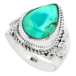 Anillos de plata de ley 925 con gema turquesa Natural, joyería hecha a mano, calidad superior, precio de fábrica al por mayor - Product Image 3