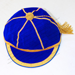 Gorras de cricket holgadas personalizadas, gorras de honor negras con trenza dorada y borla, gorras de lana tradicionales - Product Image 5