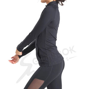 Vente en gros de veste de yoga fitness pour femmes veste d'entraînement à séchage rapide pour femmes avec fermeture éclair profonde et poches matelassées fermeture éclair pleine longueur - Product Image 4