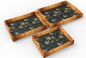 Bandeja cuadrada de madera de Acacia con asas de Metal y acabado natural, decoración de boda, mesa superior, plato de servicio - Product Image 5