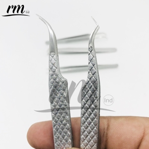 Diamond Grip Tweezers Professional <b>Eyelash</b> Extensions High Quality Stainless Steel Coated Glitter Color Volume <b>Applicator</b> Model - Product Image 1