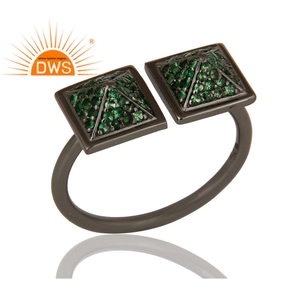 ทำด้วยมือออกแบบสีดำโรเดียมชุบ925แหวนเงินสเตอร์ลิงออกแบบเครื่องประดับแหวนพลอยผู้ผลิต - Product Image 2