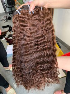 Extensiones de Cabello Humano Remy Vietnamita con Textura Rizada, Puntas Teñidas, Rizos Largos Marrón Piano - Product Image 4
