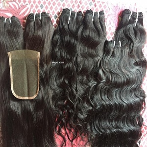Nandee maison cheveux indiens Offre Spéciale d'usine paquet de cheveux humains ondulés hd suisse fermeture en dentelle transparente et dentelle frontale cheveux - Product Image 2