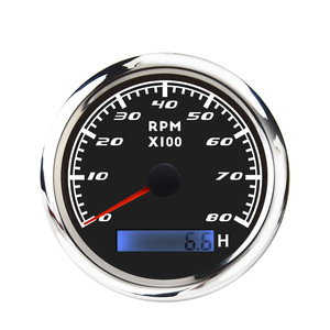 85mm Électrique 80 RPM Noir Visage Blanc LED Tachymètre pi Heure Compteur Jauge Marine - Product Image 1