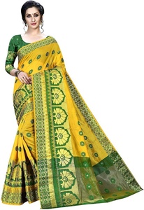 Sari en coton et soie Banarasi multicolore pour les fêtes, avec chemisier non cousu, design moderne pour femmes indiennes et pakistanaises, collection intemporelle. - Product Image 5