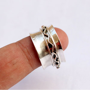 Designer Silver Meditation Moving Band 925 Sterling Silver Handmade <b>Spinner</b> <b>Ring</b> Wholesale Factory Price - Product Image 1