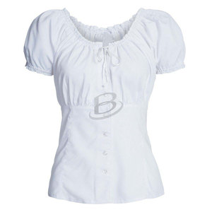 Top corto Dirndl blanco con ribete floral | Blusa Trachten delantera | Top popular corto con cuello de corazón (blusa Vintage Oktoberfest) 2024 - Product Image 1