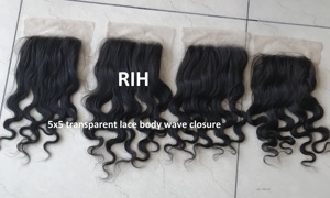 Cierre de Cabello Humano Brasileño de Encaje Suizo, Extensión de Cabello Virgen con Cutícula Alineada, Cierre de Encaje Transparente, 5x5, Novedad - Product Image 3