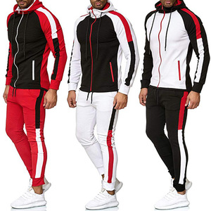 100% Cotton Hoodies and <b>Jogger</b> Fashion Tracksuit Wholesale OEM ODM SERVICES Stripped Panel Zipper Hoodies Suit New Style 2025 - Product Image 5