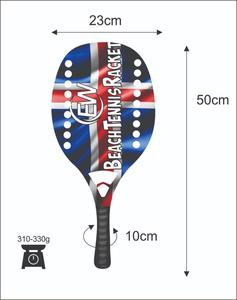 Raquetas de Tenis Playa y Pádel Hechas a Medida con Cara 100% de Fibra de Vidrio, Empuñadura de Fibra de Carbono, Peso 320-340g, Logotipos/Colores Personalizados - Product Image 1