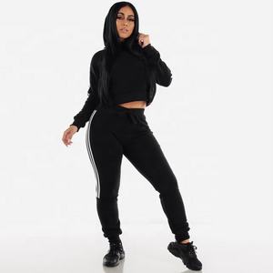 PIHA SPORTS Nuevo Conjunto Deportivo de Invierno para Mujer, Top Corto y Pantalones con Capucha para Correr, Gimnasio, Entrenamiento, Diseño Personalizado, Chándal Informal para Dama - Product Image 5