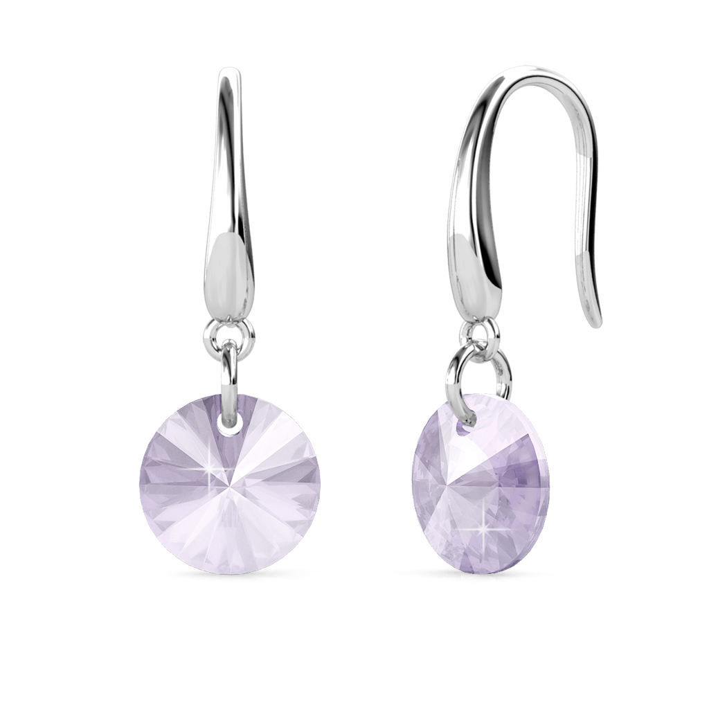 Brass With 18k White Gold Plated Earrings - Lavender