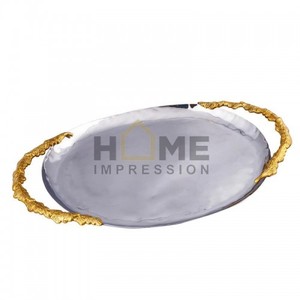 Superior Quality Metal <b>Large</b> Hammered Pedestal New Arrival Classic Chocolates <b>Tray</b> Food Dessert <b>Serving</b> <b>Tray</b> in Cheapest Price - Product Image 3