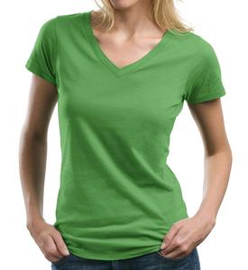 เสื้อยืดทรงสลิมฟิตสีขาวสำหรับผู้หญิง,เสื้อยืดคอวีขายส่ง - Product Image 3