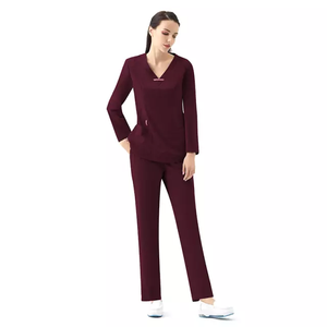 เสื้อสครับ10% ผ้าสแปนเด็กซ์90% ผ้าโพลีเอสเตอร์ความยืดหยุ่นสูงเสื้อสครับเสื้อยืดสีขาวชุดพยาบาล De Nurse - Product Image 2