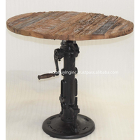 Table basse pliable réglable en hauteur pour salon, style industriel loft, en bois de récupération rustique avec base en fonte, pour la maison