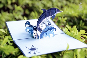 การ์ดอวยพร kirigami 1 3D ดอลฟินการ์ดป๊อปอัพสไตล์สัตว์กระดาษงานฝีมือกระดาษงานฝีมือ - Product Image 5