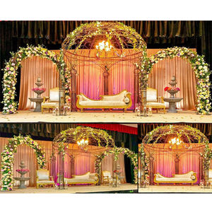 Arche de mariage en fer forgé, décoration de scène, dôme en métal forgé floral, scène de mariage, style dôme de mariage, décoration de scène d'arche, États-Unis - Product Image 1