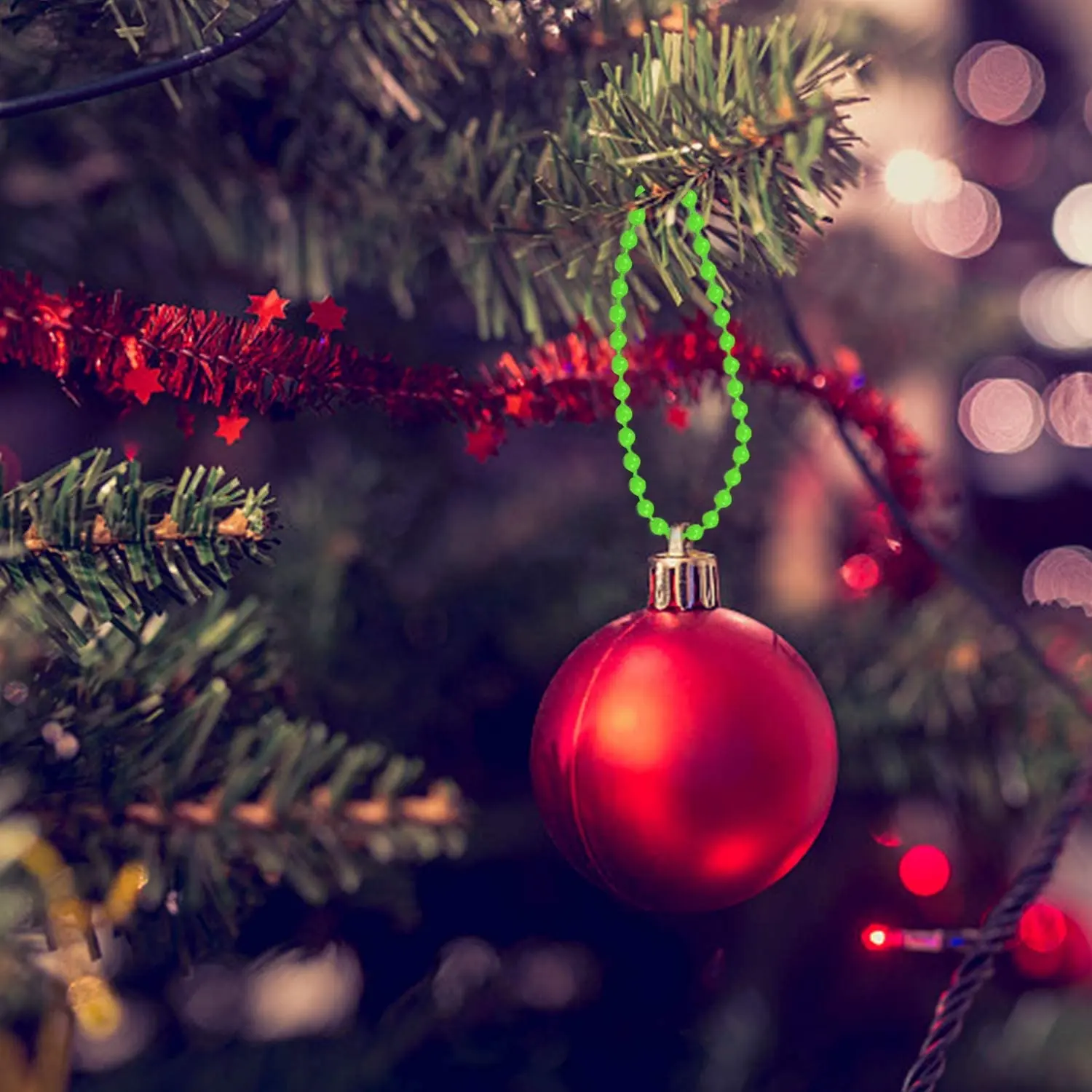 สร้อยคอลูกปัดโลหะสำหรับตกแต่งเทศกาลคริสต์มาส,สร้อยคอลูกปัดหลากสีพร้อมตัวเชื่อมต่อสำหรับพวงกุญแจและแท็ก