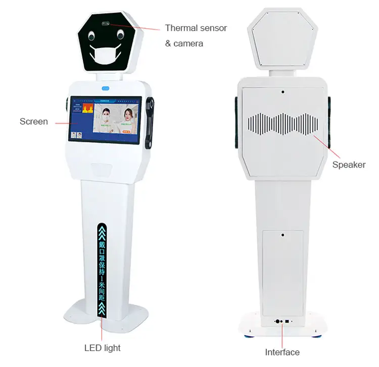 AI reklam ekranı servis robotu yüz tanıma ziyaretçi yönetimi sıcaklık ölçümü resepsiyon danışmanlık hizmeti Robot