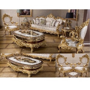 Ensemble de canapés en teck sculpté, couleur personnalisée, design moderne, mobilier haut de gamme pour salon luxueux - Product Image 1