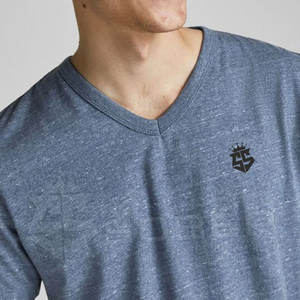 T-shirt col en v pour hommes, coupe ample, décontracté, à manches courtes, Logo imprimé, 2021 selon la demande du client - Product Image 4