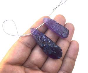 Haute qualité 2 pièces naturel bleu améthyste pierre précieuse forme de poire non traitée coupe à la main rugueuse pour faire pendentif pierres précieuses en vrac - Product Image 3