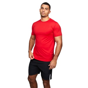 T-shirt de sport pour hommes, tricoté et étroit à manches courtes, uni, en Polyester/coton, de jogging, avec col fermeture éclair - Product Image 4