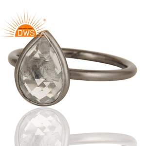 Designer <b>Crystal</b> Quartz <b>Ring</b> Gemstone Jewelry Manufacturer Black Rhodium Plated Silver <b>Ring</b> Jewelry Supplier - Product Image 2