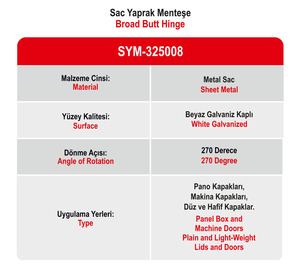 SYM-325008 270องศาผู้ผลิตที่มีคุณภาพสูงสังกะสีแผ่นสังกะสีโลหะก้นกว้างบานพับแผงกล่องเครื่องประตูอุตสาหกรรม - Product Image 2