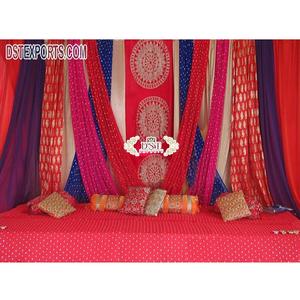 Wedding Stage Round Embroidery <b>Backdrop</b> Curtain Mehndi Stage <b>Backdrop</b> Curtains & Drape Royal Wedding Stage Embroidered <b>Backdrop</b> - Product Image 1